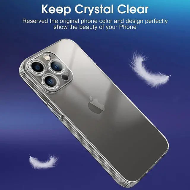 Alt view image 4 of 7 - SZYG for iPhone 14 Pro Max Case Clear Anti-Yellow Slim Soft Silicone TPU Bumper Shockproof Full Body Camera Lens Protective Phone Case.