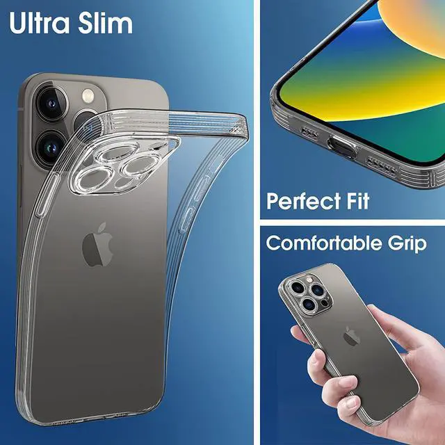 Alt view image 6 of 7 - SZYG for iPhone 14 Pro Max Case Clear Anti-Yellow Slim Soft Silicone TPU Bumper Shockproof Full Body Camera Lens Protective Phone Case.