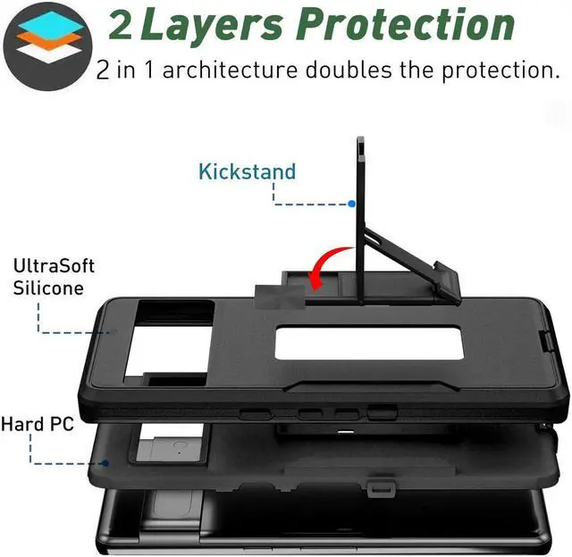 Alt view image 2 of 7 - SZYG for Google Pixel 7 Case Military Drop Proof Protection Rugged Heavy Duty Shockproof Protective Cover with Kickstand Car Mount. Black