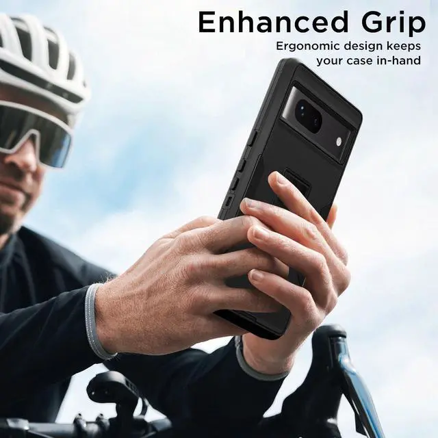 Alt view image 7 of 7 - SZYG for Google Pixel 7 Case Military Drop Proof Protection Rugged Heavy Duty Shockproof Protective Cover with Kickstand Car Mount. Black