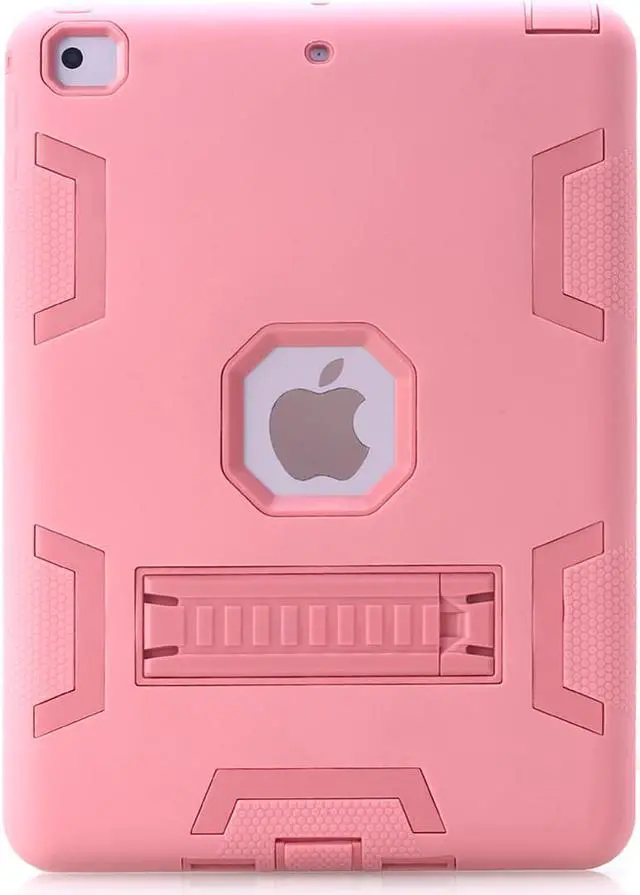 Alt view image 2 of 7 - SZYG for iPad 5th/6th Generation Case 2018/2017, iPad 9.7 inch Case Heavy Duty Shockproof Rugged Drop Protection Cover with Kickstand for iPad 5 6 Gen 9.7''. Rose Gold