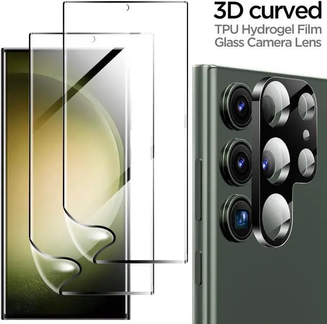 Main image of [2+1 Pack] for Samsung Galaxy S23 Ultra Screen Protector, 2 Pack Soft TPU Film with 1 Pack Tempered Glass Camera Lens Protector for Samsung S23 Ultra 5G.