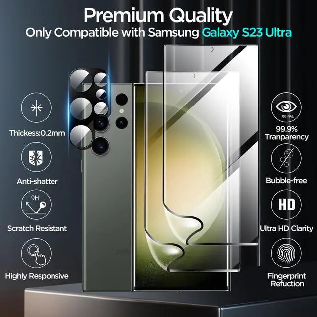 Alt view image 2 of 7 - [2+1 Pack] for Samsung Galaxy S23 Ultra Screen Protector, 2 Pack Soft TPU Film with 1 Pack Tempered Glass Camera Lens Protector for Samsung S23 Ultra 5G.