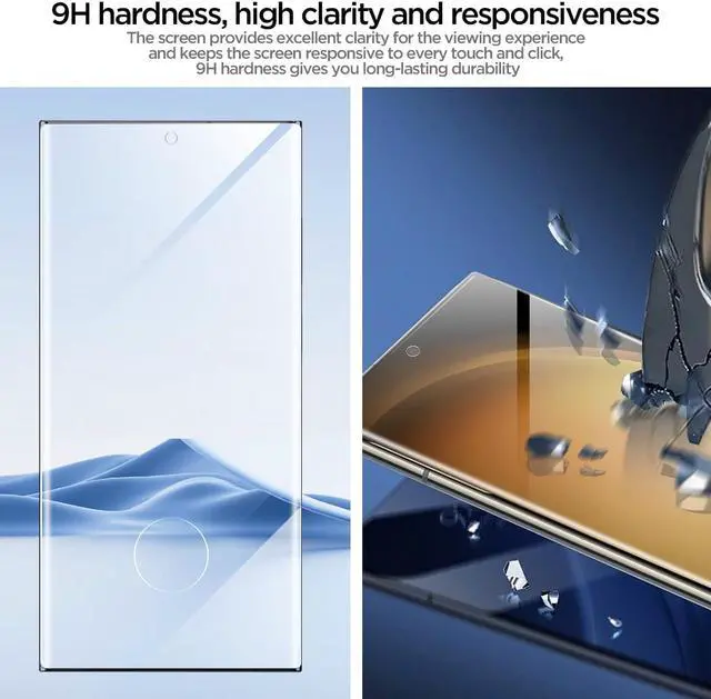 Alt view image 4 of 7 - 2 Pack for Samsung Galaxy S23 Ultra Tempered Glass Screen Protector, 9H Hardness,3D Curved,Anti-Fingerprint for Galaxy S23 Ultra 5G.