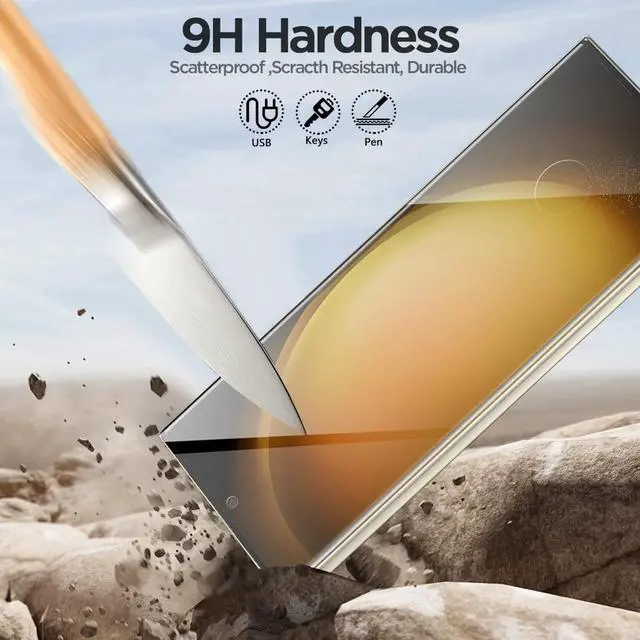 Alt view image 6 of 7 - 2 Pack for Samsung Galaxy S23 Ultra Tempered Glass Screen Protector, 9H Hardness,3D Curved,Anti-Fingerprint for Galaxy S23 Ultra 5G.