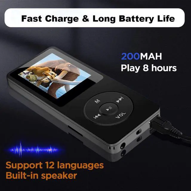 Alt view image 4 of 7 - MP3/MP4 Player with 16GB TF Card, Bluetooth Music Player Build-in Speaker/Photo/Video Play/FM Radio/Voice Recorder/E-Book Reader, Supports up to 128GB.