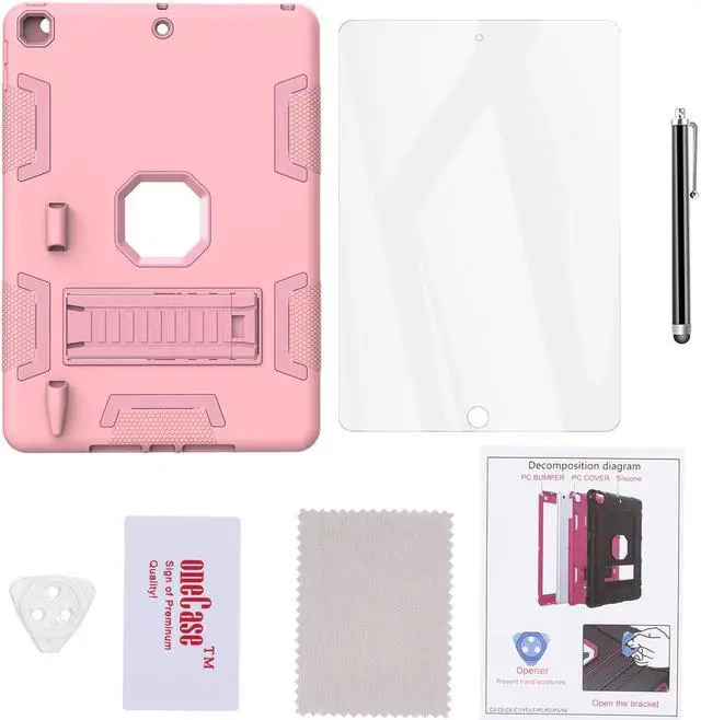 Alt view image 7 of 7 - SZYG Case for iPad 9th/8th/7th Generation 2021/2020/2019 10.2 inch, Heavy Duty Shockproof Rugged Stand Protective Cover with Screen Protector for iPad 10.2 inch. Rose Gold
