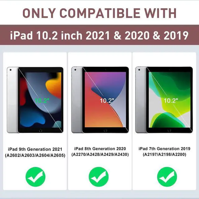 Alt view image 2 of 7 - SZYG Case for iPad 9th/8th/7th Generation 2021/2020/2019 10.2 inch, Heavy Duty Shockproof Rugged Stand Protective Cover with Screen Protector for iPad 10.2 inch. Rose Gold