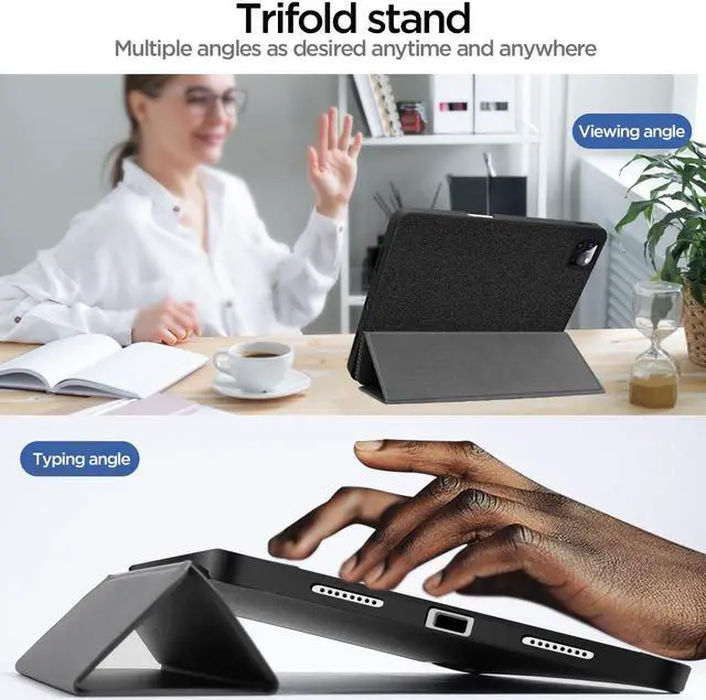 Alt view image 5 of 7 - iPad Pro 12.9 Inch Case 2022/2021/2020(6th/5th/4th Gen) with Pencil Holder Trifold Stand Smart Protective Cover for iPad Pro 12.9" 6th/5th/4th Generation.
