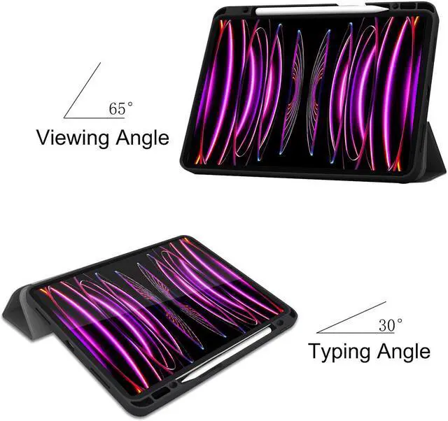 Alt view image 3 of 7 - iPad Pro 12.9 Inch Case 2022/2021/2020(6th/5th/4th Gen) with Pencil Holder Trifold Stand Smart Protective Cover for iPad Pro 12.9" 6th/5th/4th Generation.