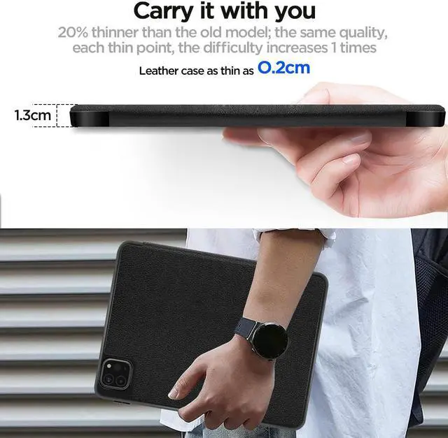 Alt view image 4 of 7 - iPad Pro 12.9 Inch Case 2022/2021/2020(6th/5th/4th Gen) with Pencil Holder Trifold Stand Smart Protective Cover for iPad Pro 12.9" 6th/5th/4th Generation.
