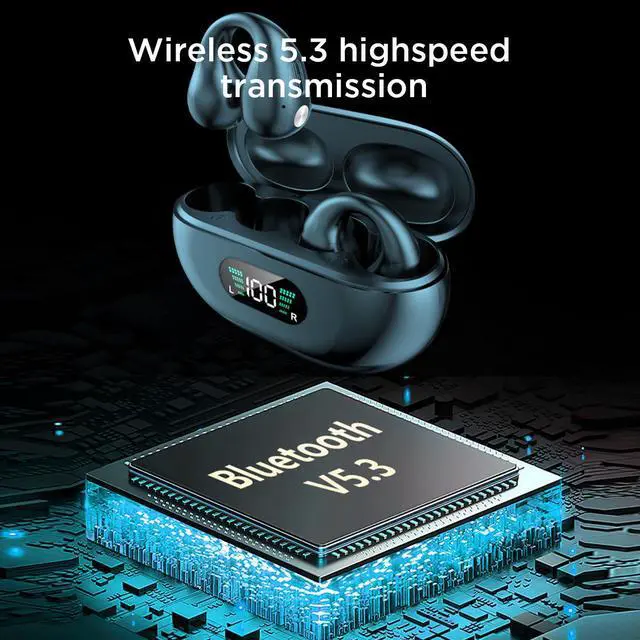 Alt view image 5 of 7 - 2023 Wireless Ear Clip Bone Conduction Headphones Bluetooth 5.3 Open Ear Headphones Waterproof Sport Running Earring Earphones Built-in Mic Headset.