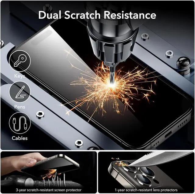 Alt view image 6 of 7 - SZYG for iPhone 15 Pro Tempered Glass Screen Protector [2-Pack] HD Clear, 9H Hardness, No Bubbles, Case Friendly.