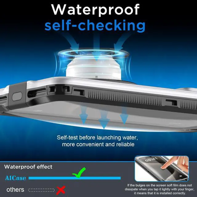 Alt view image 3 of 7 - Self-Checking Waterproof Phone Case 30m/98ft Underwater Photo Video Diving Protective Cover Universal for iPhone 15 14 13 Pro Max/Samsung S24 S23 S22 Ultra/Google/TCL/Motorola