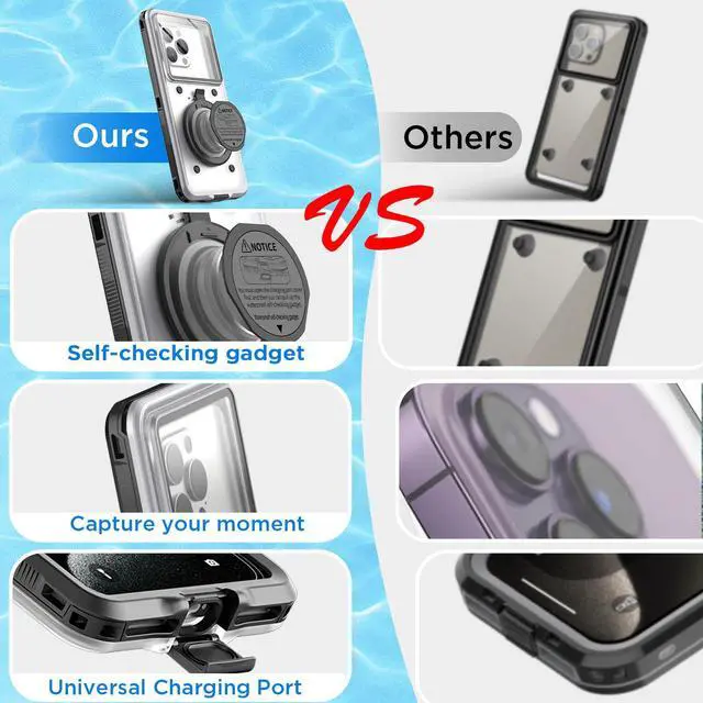 Alt view image 7 of 7 - Self-Checking Waterproof Phone Case 30m/98ft Underwater Photo Video Diving Protective Cover Universal for iPhone 15 14 13 Pro Max/Samsung S24 S23 S22 Ultra/Google/TCL/Motorola