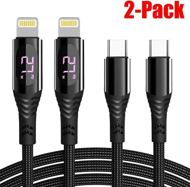 Main image of USB C to Lightning Cable 2 Pack 4FT MFi Certified iPhone Fast Charger with LED Display, 27W PD Fast Charging Type C to Lightning Cable for iPhone 14 13 12 11 Pro Max XR XS 8 SE 3rd Gen.