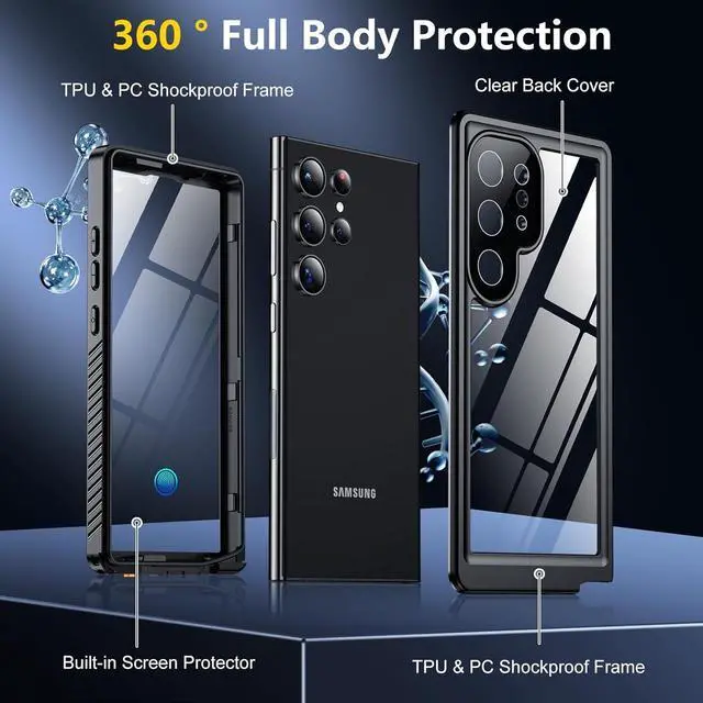 Alt view image 5 of 7 - SZYG for Samsung Galaxy S24 Ultra Case Waterproof, Built-in Screen Protector Full Protection IP68 Underwater Dustproof Heavy Duty Shockproof Anti-Scratched Rugged Case for Galaxy S24 Ultra 6.8''.