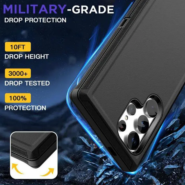 Alt view image 5 of 7 - SZYG for Samsung Galaxy S24 Ultra Case Heavy Duty 3-Layers Military Grade Drop Proof Protection Shockproof Rugged Phone Case for S24 Ultra 5G 6.8".