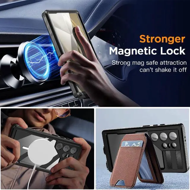Alt view image 5 of 7 - SZYG for Samsung Galaxy S24 Ultra Case Waterproof, [Built-in Camera & Screen Protector] [IP68 Underwater] [Full Body Shockproof Dustproof] Compatible with MagSafe, Magnetic Case for Galaxy S24 Ultra.