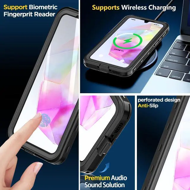 Alt view image 5 of 7 - SZYG for Samsung Galaxy A35 5G Case Waterproof Dustproof, Built-in Screen Protector, IP68 Underwater Full Body Shockproof Rugged Protective Cover for Samsung A35 5G 6.6 inch.
