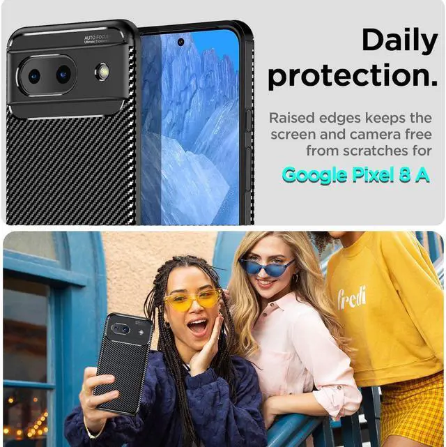 Alt view image 6 of 7 - SZYG for Google Pixel 8a Case, Carbon Fiber Texture Shockproof Ultra-Thin Anti-Scratch Protective Cover for Google Pixel 8a 5G.