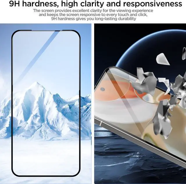Alt view image 4 of 7 - SZYG 2 Pack for Google Pixel 9 Pro XL Tempered Glass Screen Protector & Camera Lens Protector, 9H Hardness, Support Fingerprint Unlock, Bubble-Free for Pixel 9 Pro XL 6.8" 2024