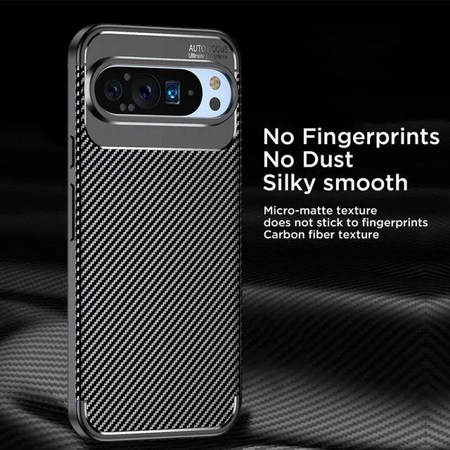 Alt view image 7 of 7 - SZYG for Google Pixel 9 Pro XL Case, Carbon Fiber Texture Shockproof Ultra-Thin Anti-Scratch Soft TPU Protective Cover for Google Pixel 9 Pro XL 6.8" 2024