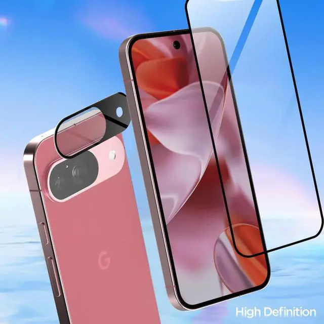 Alt view image 5 of 7 - SZYG for Google Pixel 9 Tempered Glass Screen Protector & Camera Lens Protector [2-Pack], 9H Hardness, Support Fingerprint Unlock, Bubble-Free for Pixel 9 (6.3") 2024
