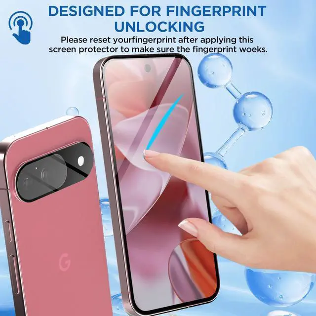 Alt view image 6 of 7 - SZYG for Google Pixel 9 Tempered Glass Screen Protector & Camera Lens Protector [2-Pack], 9H Hardness, Support Fingerprint Unlock, Bubble-Free for Pixel 9 (6.3") 2024