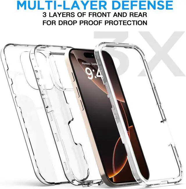 Alt view image 4 of 7 - SZYG for iPhone 16 Pro Max Clear Case Military Grade Drop Protection Heavy Duty Shockproof Rugged 3-Layer Tough Durable Protective Cover for iPhone 16 Pro Max (6.9")
