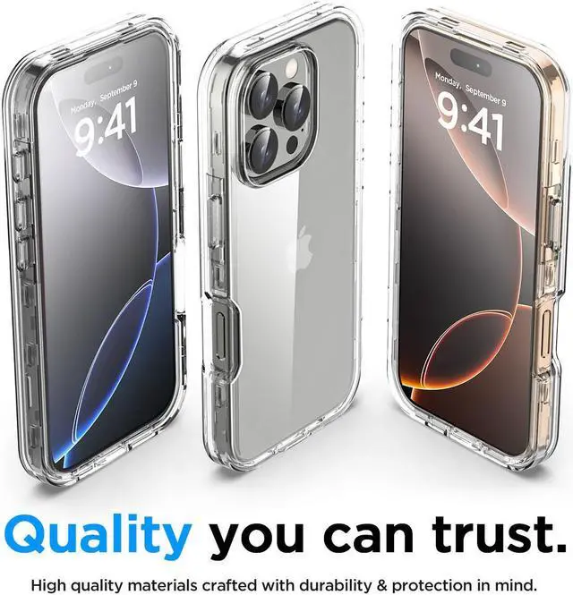 Alt view image 6 of 7 - SZYG for iPhone 16 Pro Max Clear Case Military Grade Drop Protection Heavy Duty Shockproof Rugged 3-Layer Tough Durable Protective Cover for iPhone 16 Pro Max (6.9")