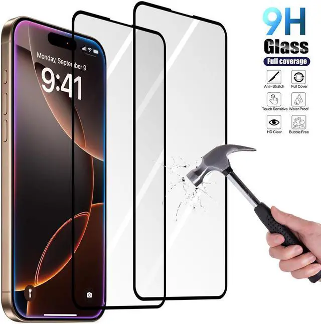 Main image of SZYG [2-Pack] for iPhone 16 Pro Max Tempered Glass Screen Protector 9H Hardness, HD Clear, No Bubbles, Scratch Resistant, Case Friendly.