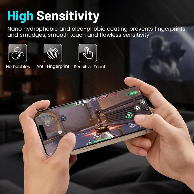 Alt view image 5 of 7 - SZYG [2-Pack] for iPhone 16 Pro Max Tempered Glass Screen Protector 9H Hardness, HD Clear, No Bubbles, Scratch Resistant, Case Friendly.