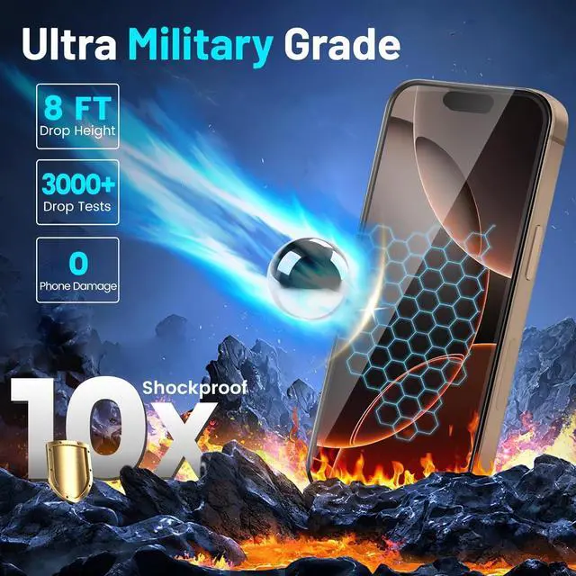 Alt view image 3 of 7 - SZYG [2-Pack] for iPhone 16 Pro Max Tempered Glass Screen Protector 9H Hardness, HD Clear, No Bubbles, Scratch Resistant, Case Friendly.