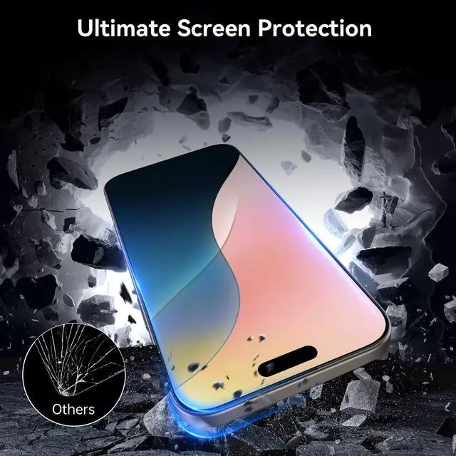Alt view image 6 of 7 - SZYG [2-Pack] for iPhone 16 Pro Max Tempered Glass Screen Protector 9H Hardness, HD Clear, No Bubbles, Scratch Resistant, Case Friendly.