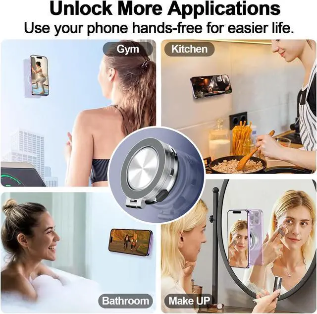 Alt view image 7 of 7 - SZYG Electric Vacuum Magnetic Suction Car Phone Mount 360° Rotating Mobile Phone Holder, Strong Magnetic Grip for Car Gym Kitchen Mirror Smooth Surfaces Universal for iPhone & Android.