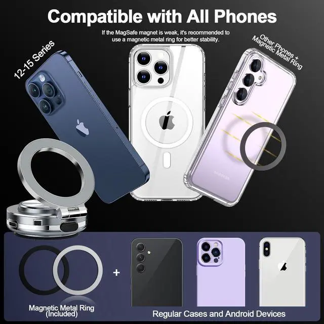 Alt view image 5 of 7 - SZYG Electric Vacuum Magnetic Suction Car Phone Mount 360° Rotating Mobile Phone Holder, Strong Magnetic Grip for Car Gym Kitchen Mirror Smooth Surfaces Universal for iPhone & Android.