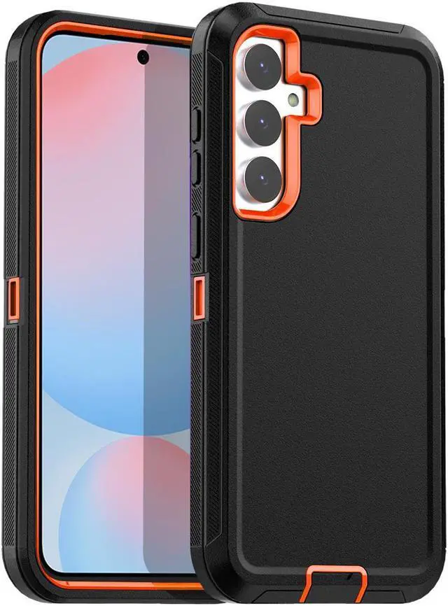 Main image of SZYG for Samsung Galaxy S24 FE Case Heavy Duty 3 in 1 Military Grade Drop Protection Rugged Shockproof Protective Cover For Galaxy S24 FE 6.7 inch. Orange / Black