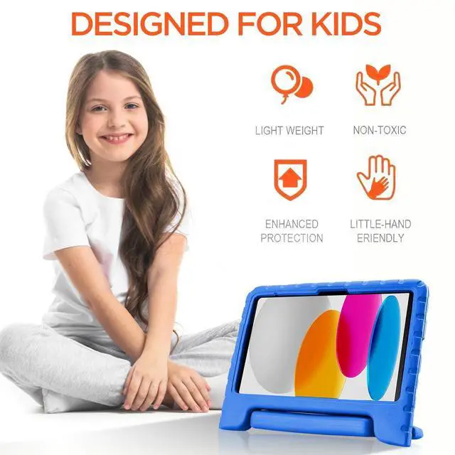 Alt view image 4 of 7 - SZYG For Apple iPad A16 11 inch 2025 (A3354/A3355)/iPad 10th Generation 10.9 inch 2022 (A2696/A2757) Case EVA Shockproof Heavy Duty Handle Stand Cover Kids Protection with Screen Protector & Stylus