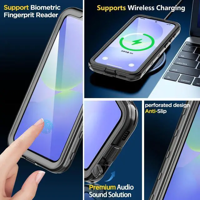 Alt view image 3 of 7 - SZYG Waterproof Case for Samsung Galaxy A36 5G IP68 Waterproof Shockproof Case Built-in Screen Protector Rugged Full Body Protection Underwater Dustproof Heavy Duty Military Drop Proof Protective Cove