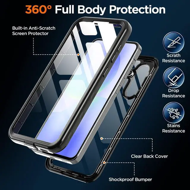 Alt view image 5 of 7 - SZYG Waterproof Case for Samsung Galaxy A36 5G IP68 Waterproof Shockproof Case Built-in Screen Protector Rugged Full Body Protection Underwater Dustproof Heavy Duty Military Drop Proof Protective Cove