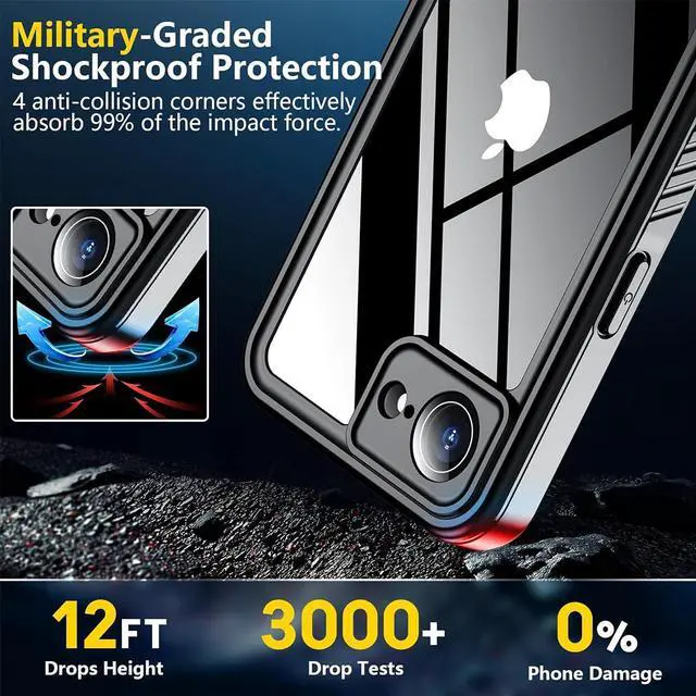 Alt view image 4 of 7 - SZYG Waterproof Case for Apple iPhone 16e IP68 Waterproof Shockproof Case Built-in Screen Protector Rugged Full Body Protection Underwater Dustproof Heavy Duty Military Drop Proof Protective Cover