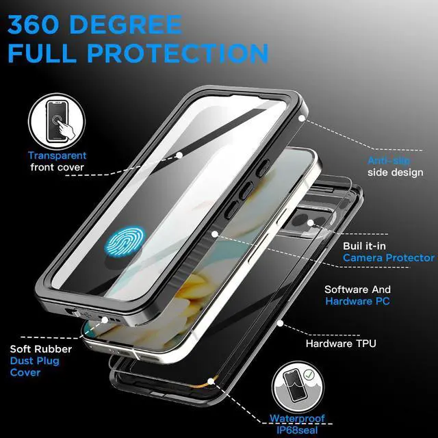 Alt view image 5 of 7 - SZYG for Google Pixel 9a IP68 Waterproof Shockproof Case Built-in Screen Protector Military Rugged Full Body Protection Underwater Dustproof Heavy Duty Cover Protective for Pixel 9a 6.3" 2025