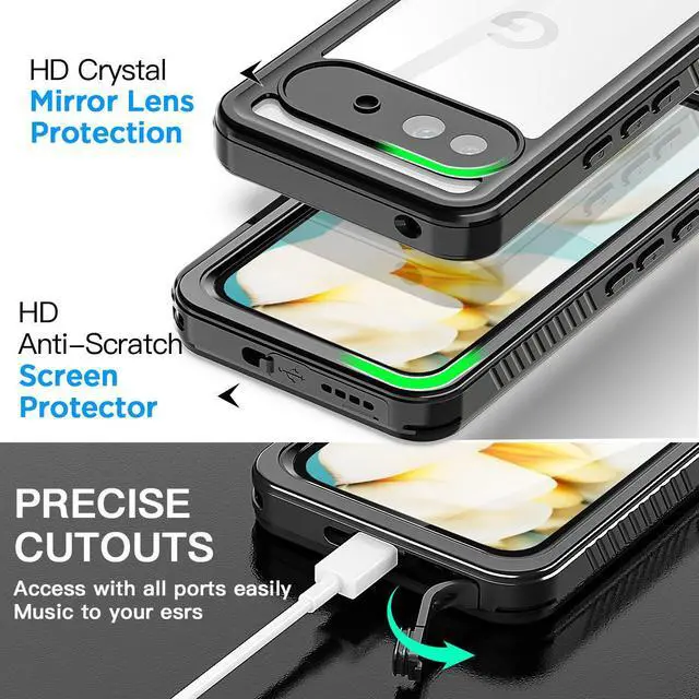 Alt view image 7 of 7 - SZYG for Google Pixel 9a IP68 Waterproof Shockproof Case Built-in Screen Protector Military Rugged Full Body Protection Underwater Dustproof Heavy Duty Cover Protective for Pixel 9a 6.3" 2025