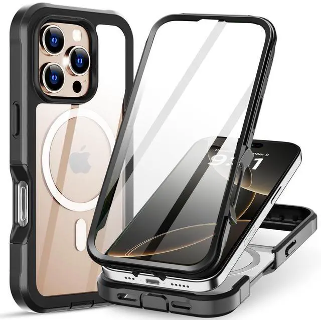 Main image of SZYG for Apple iPhone 16 Pro Rugged Shockproof Heavy Duty MagSafe Magnetic Case Built-in Screen Protector Military Protection Dustproof Drop Proof Cover for iPhone 16 Pro 6.3 in
