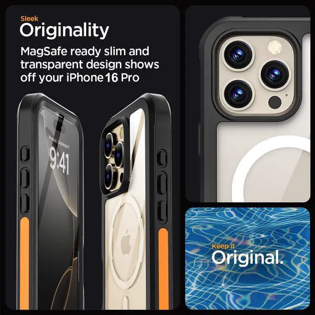 Alt view image 6 of 7 - SZYG for Apple iPhone 16 Pro Rugged Shockproof Heavy Duty MagSafe Magnetic Case Built-in Screen Protector Military Protection Dustproof Drop Proof Cover for iPhone 16 Pro 6.3 in