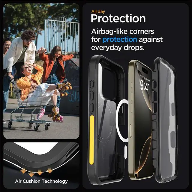 Alt view image 3 of 7 - SZYG for Apple iPhone 16 Pro Rugged Shockproof Heavy Duty MagSafe Magnetic Case Built-in Screen Protector Military Protection Dustproof Drop Proof Cover for iPhone 16 Pro 6.3 in