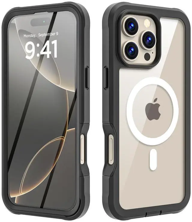 Alt view image 2 of 7 - SZYG for Apple iPhone 16 Pro Rugged Shockproof Heavy Duty MagSafe Magnetic Case Built-in Screen Protector Military Protection Dustproof Drop Proof Cover for iPhone 16 Pro 6.3 in