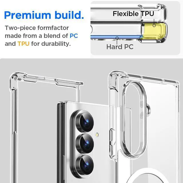Alt view image 4 of 7 - SZYG for Samsung Galaxy Z Fold7 5G Case Clear MagSafe Magnetic Shockproof Heavy Duty Protective Cell Phone Cover Slim Back Military Case for Galaxy Z Fold 7 2025