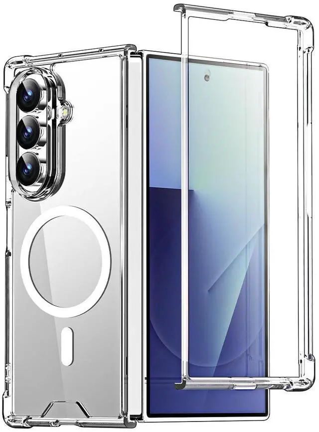Alt view image 2 of 7 - SZYG for Samsung Galaxy Z Fold7 5G Case Clear MagSafe Magnetic Shockproof Heavy Duty Protective Cell Phone Cover Slim Back Military Case for Galaxy Z Fold 7 2025